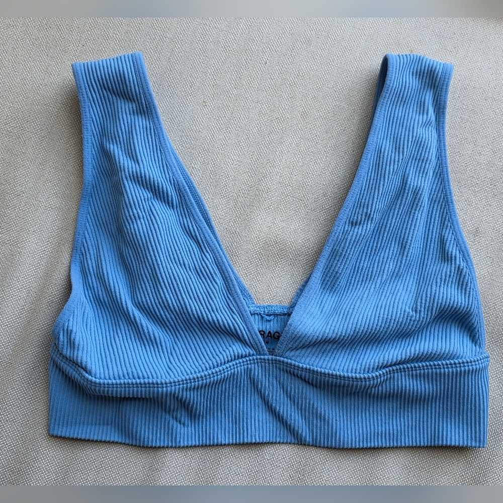 Garage Light Blue Ribbed Crop Top Size M EUC